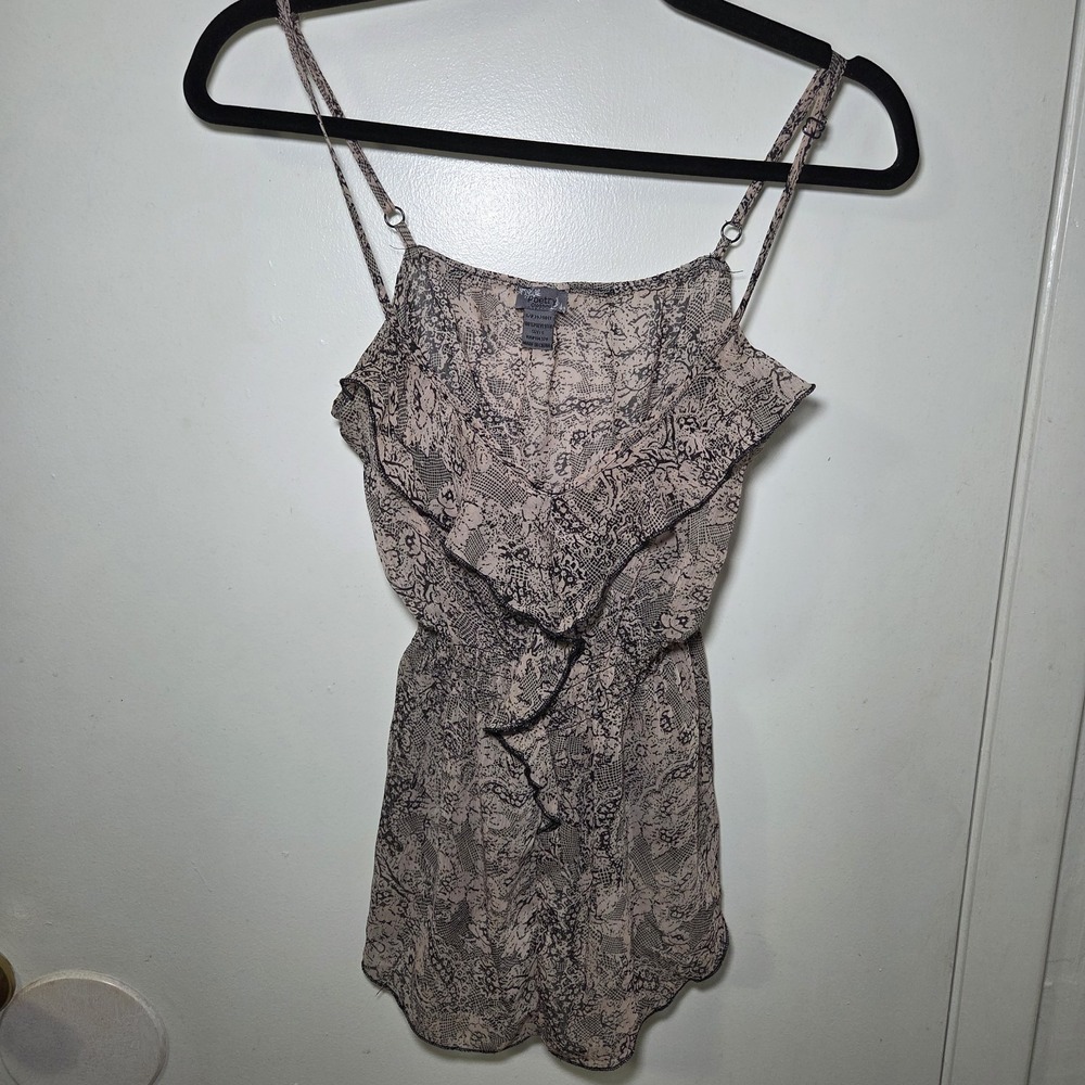 Poetry Clothing Snakeskin Print Ruffle Sheer Tank Top Women's‎ Size Small Y2K